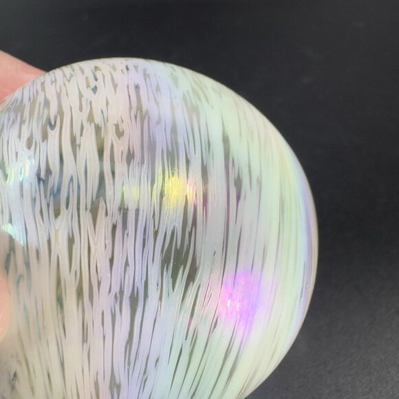 Vintage Venetian Glass Paperweight Figure Italian Glass Iridescent White Swirl - Picture 11 of 13